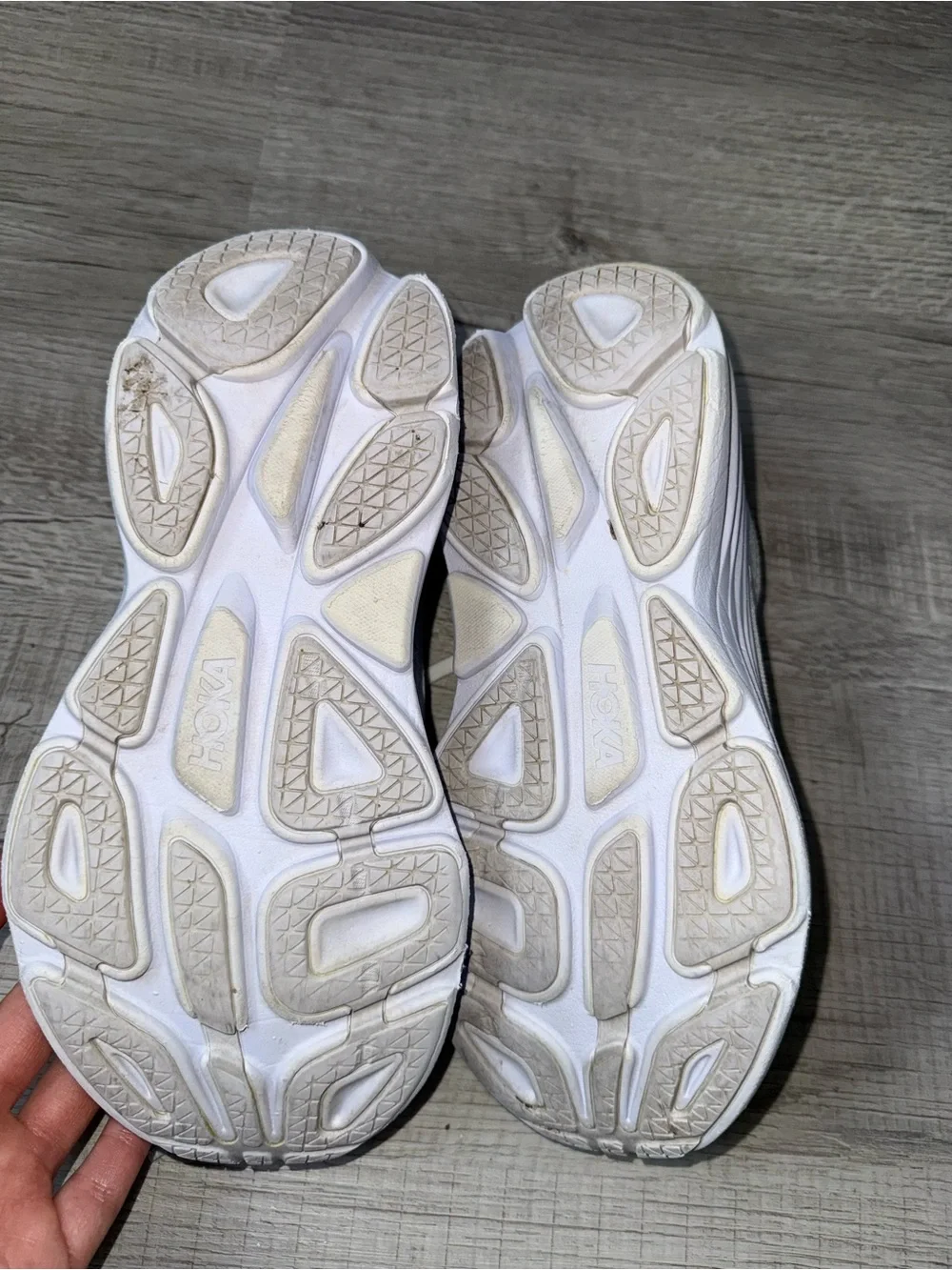 Hoka Women's White and Cream Athletic Running Shoes